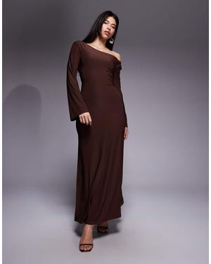 ASOS Aansluitende Maxi Jurk Met Blote Schouder - Paars