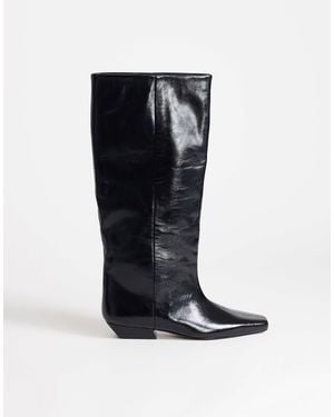 TOPSHOP Pablo Real Leather Slim Western Boot - Black