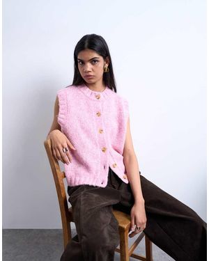 TOPSHOP Knitted Fluffy Twist Yarn Waistcoat - Pink