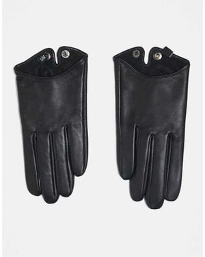 ASOS Guantes De Cuero Para Pantalla Táctil En De - Negro