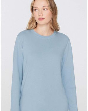 Tezenis Cotton Modal Long Sleeve Round Neck Top - Blue