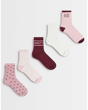 Cotton On 5 Pack Crew Socks - Pink