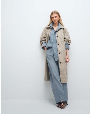 & Other Stories Pure Cotton Checked Trench Coat - Natural
