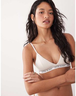 Cotton On Bralette Amarillo Cruzado Con Detalle De La Marca De Algodón De -Neutro - Marrón