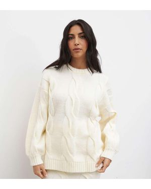 Pretty Lavish Cable Knit Jumper Co-Ord - White