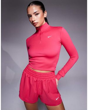 Nike Nike One Training Half Zip Fitted Long Sleeve Top - Pink