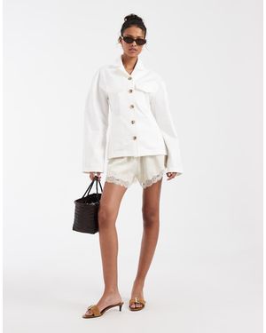 & Other Stories Heavy Pure Cotton Button Through Jacket With Cinch Waist - White