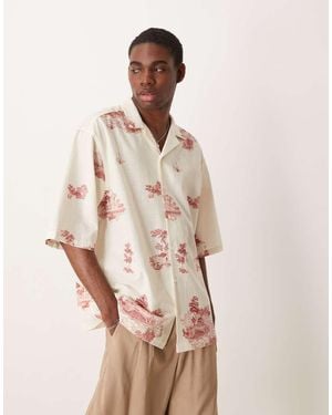 ASOS Camicia Taglio Oversize Con Rever E Stampa Paesaggio - Neutro