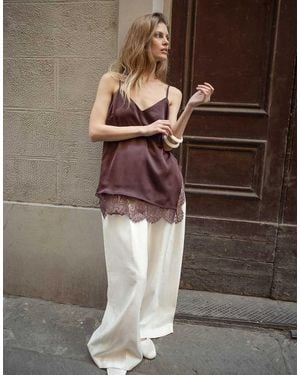 NA-KD Slit Detail Lace Singlet - Purple