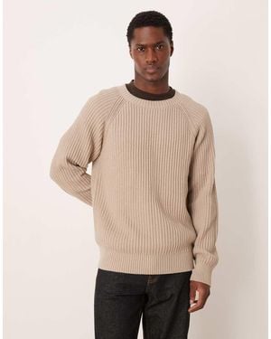 SELECTED Selected Ribbed Jumper With Raglan Sleeves - Natural