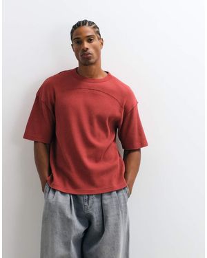 ASOS T-Shirt Squadrata E Comoda Con Cuciture Grezze - Rosso