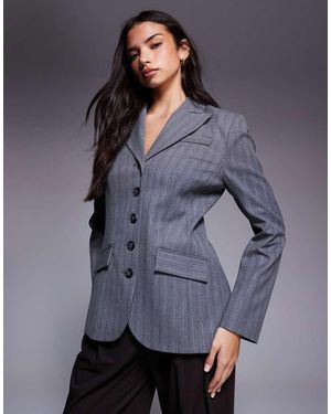 River Island Pinstriped Blazer - Grey