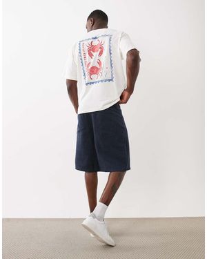 SELECTED Oversized T-Shirt Met Krabstempelprint Op De Achterkant - Wit