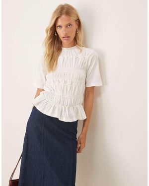 Y.A.S Premium Peplum Top Met Ruches - Wit