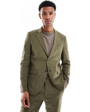 Jack & Jones Premium Slim Fit Linen Suit Jacket - Green