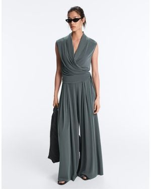 Oysho Modal Blend Sleeveless Crossover T-shirt - Grey