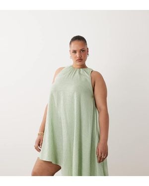 ASOS Asos Design Curve Asymmetric Hem Volume Mini Dress - Green