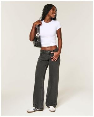 Hollister Ultra Low-Rise Washed Baggy Jeans - Natural