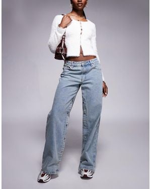 Liquor N Poker Low Rise baggy Jeans With Side Poppers - Blue