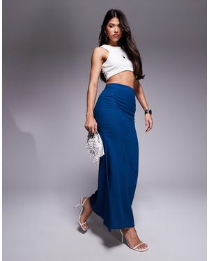 Princess Polly Linen Blend Fishtail Maxi Skirt - Blue