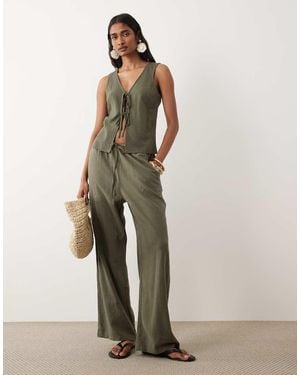 Miss Selfridge Linen Look Pull On Trouser - Natural