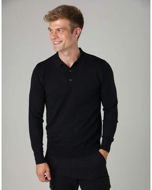 French Connection Long Sleeve Button Polo Top - Blue