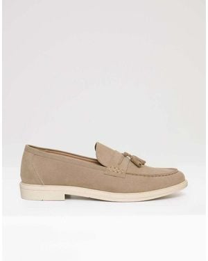 Threadbare Faux Suede Tassel Loafers - Natural