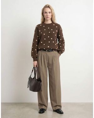 HYPEDROP Jersey De Punto Acanalado Con Cuello Redondo En Marrón Chocolate