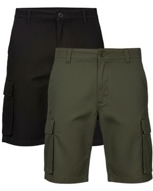 French Connection 2 Pack Cotton Cargo Shorts - Green