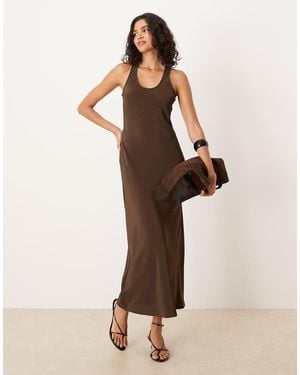 ASOS Scoop Satin Maxi Dress - Natural