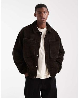 ASOS Waffle Cord Harrington Jacket - Black