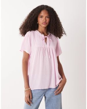 Jdy Broderie Tie Detail Blouse - Red