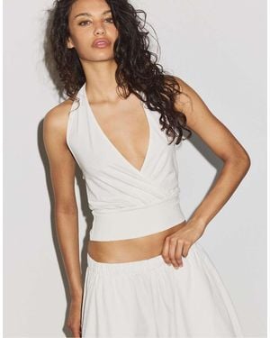 Stradivarius Halter Neck Wrap Top - White