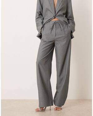 Vila Tie Waist Wide Leg Tailored Trouser Co-Ord - Gray