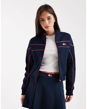 Tommy Hilfiger Badge Logo Zip Through Jacket Co-ord With Piping - Blue