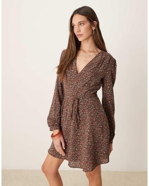 Glamorous Wrap Mini Dress - Brown