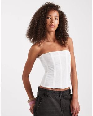 Edikted Sheer Mesh Corset Top - White