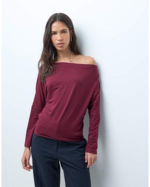 Mango Teen T-Shirt Monospalla A Maniche Lunghe Bordeaux - Rosso