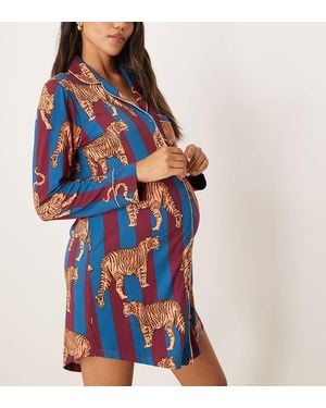 Chelsea Peers Maternity Night Shirt - Blue