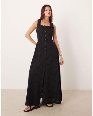esmé studios Sheer Broderie Maxi Beach Dress - Black