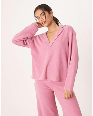 ASOS Rugby Collar Long Sleeve Top - Pink