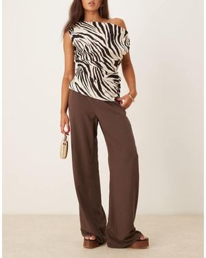 Mango Wide Leg Trouser - Natural