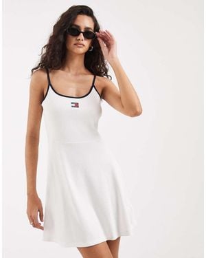 Tommy Hilfiger Badge Logo Mini Strappy Dress - White
