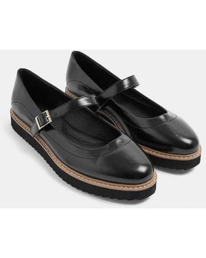 Yours Clothing Wide Fit Faux Leather Mary Janes - Black