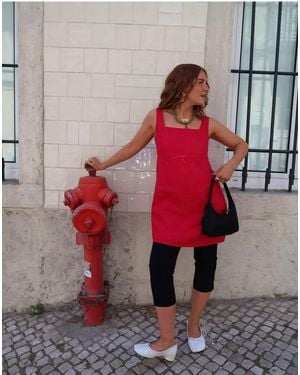 Labelrail X rebecca olivia – figurbetontes minikleid aus leinen - Rot