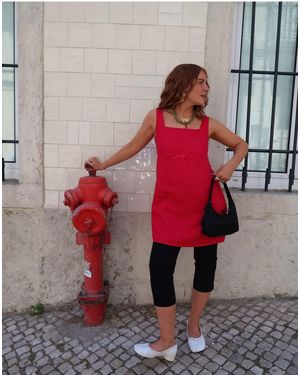 Labelrail X rebecca olivia - robe courte ajustée en lin - Rouge