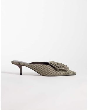 ASOS Surprise Corsage Detail Pointed Kitten Heeled Mules - Multicolor