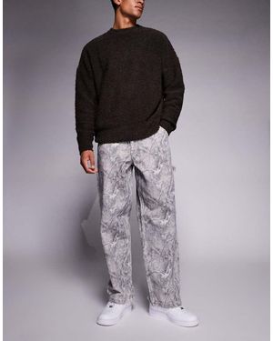 River Island Super Baggy Camo Printed Jeans - Brown