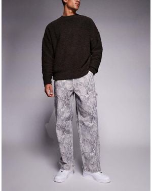 River Island Super Baggy Camo Printed Jeans - Brown