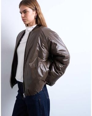 TOPSHOP High Shine Padded Bomber Jacket - Multicolour